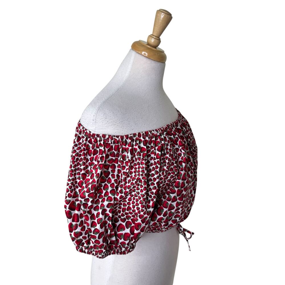 J.CREW Cinched-waist cropped top in strawberry swirl cotton poplin Size Small - Picture 4 of 8